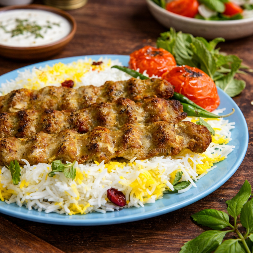 Chicken Seekh Kebab over Rice
