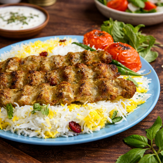 Chicken Seekh Kebab over Rice
