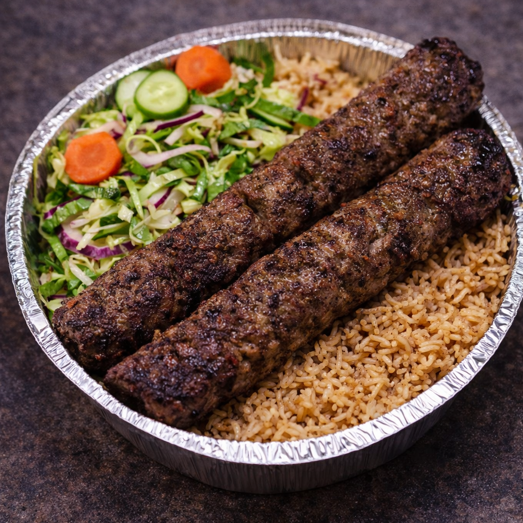 Beef Seekh Kebab Over Rice
